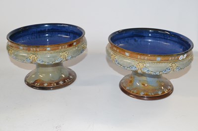 Lot 329 - A pair of Royal Doulton tazzae, both with...