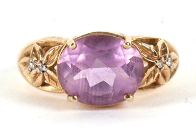 Lot 58 - A 9ct amethyst ring, the oval amethyst in a...