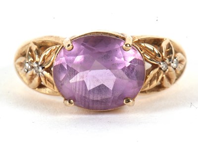 Lot 58 - A 9ct amethyst ring, the oval amethyst in a...
