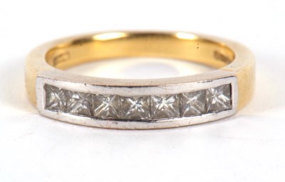 Lot 50 - An 18ct diamond ring, with princess cut...