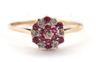 Lot 15 - A 9ct pink stone and diamond cluster ring, the...
