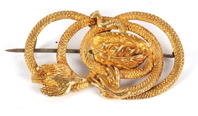 Lot 116 - A snake and bird brooch, the snake overlapping...