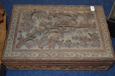 Lot 402A - A wooden cigar box with applied floral design,...