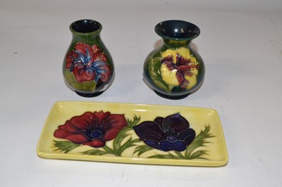 Lot 408 - Group of three Moorcroft wares comprising two...