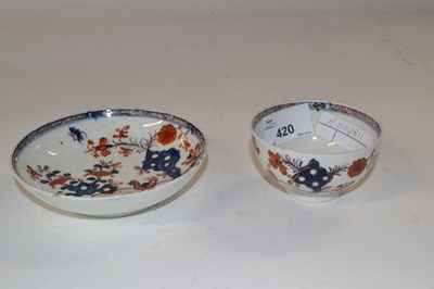 Lot 420 - A Lowestoft porcelain tea bowl and saucer...