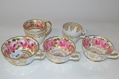 Lot 424 - Group of five English porcelain cups, all...