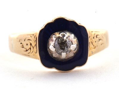 Lot 49 - A Victorian 18ct enamel and diamond ring, the...