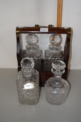 Lot 5 - Modern two bottle tantalus together with two...