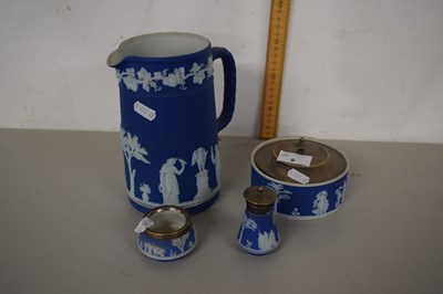 Lot 9 - Mixed Lot: Blue jasper ware items comprising a...
