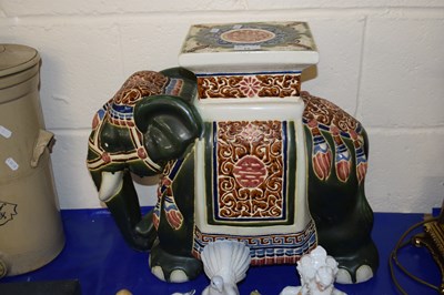 Lot 13 - A pottery stool formed as an elephant