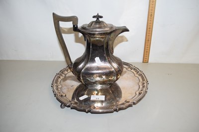 Lot 23 - A silver plated serving tray and a hot water...