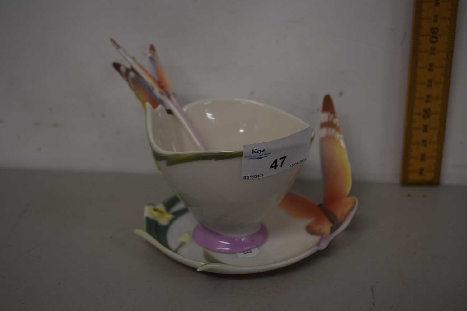 Lot 47 - Franz porcelain teacup, saucer and spoon with...