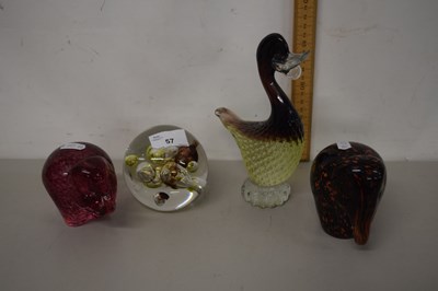 Lot 57 - Group of glass elephants, glass duck and a...