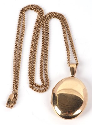 Lot 170 - A 9ct locket and 9ct chain, the oval locket...