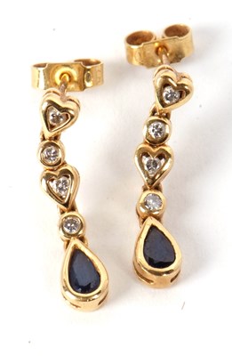 Lot 108 - A pair of 18ct sapphire and diamond earrings,...