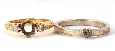 Lot 163 - An 18ct ring and silver ring, the 18ct ring...