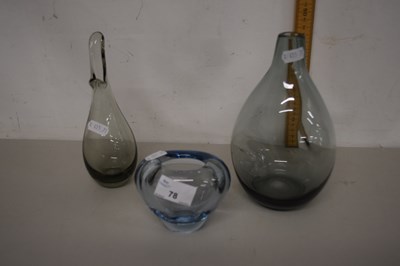 Lot 78 - Three mid 20th Century glass vases, two signed...