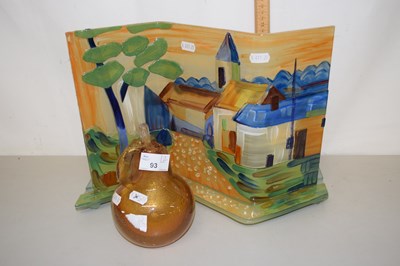 Lot 93 - An Art Glass panel decorated with a village...