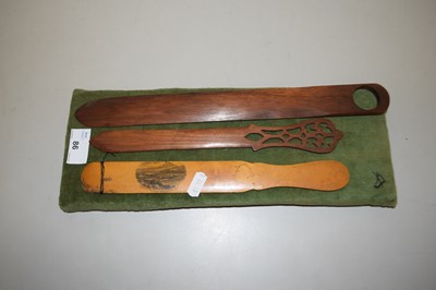 Lot 86 - Group of three wooden paper knives