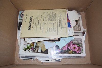 Lot 92 - Box of various assorted postcards, ephemera etc