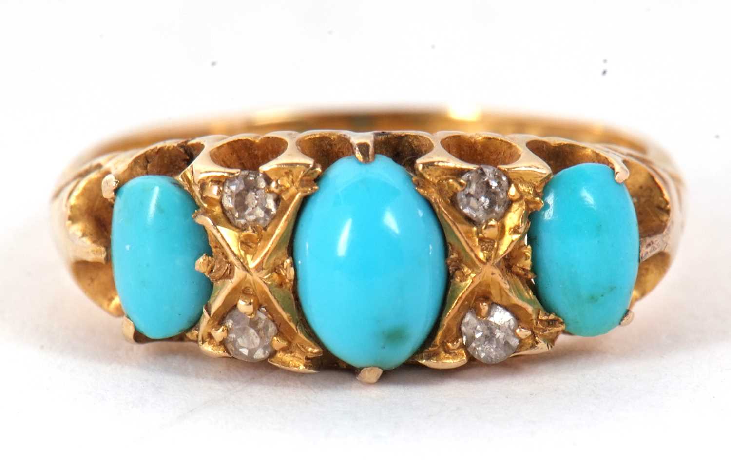 Lot 54 - A late Victorian 18ct turquoise and diamond...
