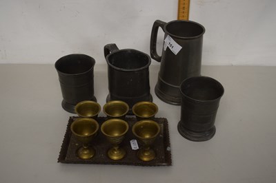 Lot 151 - Mixed Lot: Various pewter tankards, brass cups...