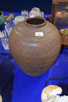 Lot 187 - A large contemporary pottery vase with ribbed...