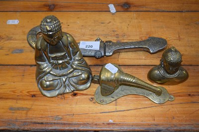 Lot 220 - Mixed Lot: Brass Buddha figures, elephant door...