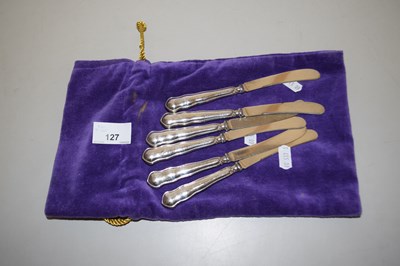 Lot 127 - Set of six silver handled butter knives