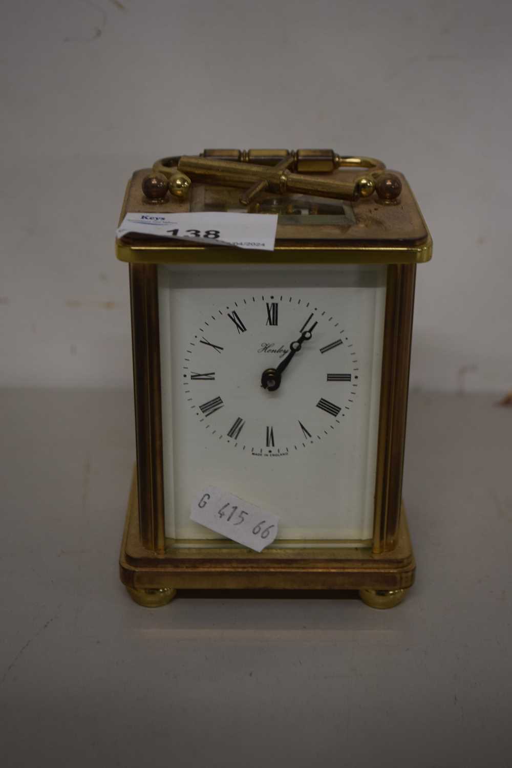 Lot 138 Brass cased carriage clock by Henley