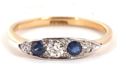 Lot 55 - A sapphire and diamond ring, the marquise...