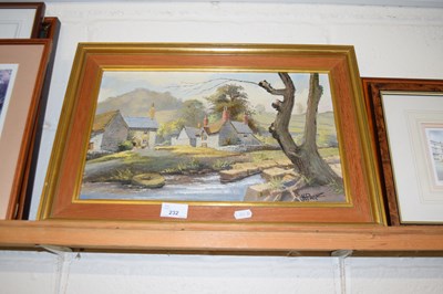 Lot 232 - H.Page, study of an upland village scene, oil...