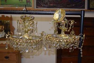 Lot 344 - Set of three contemporary brass and glass...