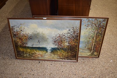 Lot 297 - A pair of mid 20th Century oil on canvas...