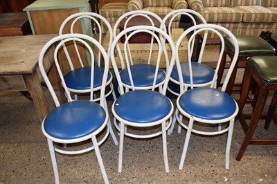 Lot 312 - Set of six metal framed cafe chairs