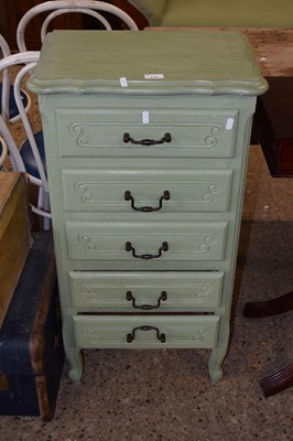 Lot 319 - Modern pale green painted five drawer chest