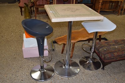 Lot 313 - Modern metal base pedestal bar type table and...