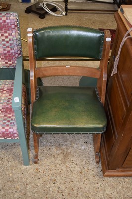 Lot 349 - A small green leather upholstered side chair