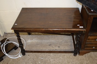 Lot 374 - An oak side table on barley twist legs