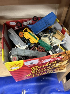 Lot 549 - Box of various assorted toy vehicles