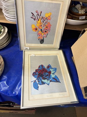 Lot 562 - Robert Jones, a pair of coloured floral prints...