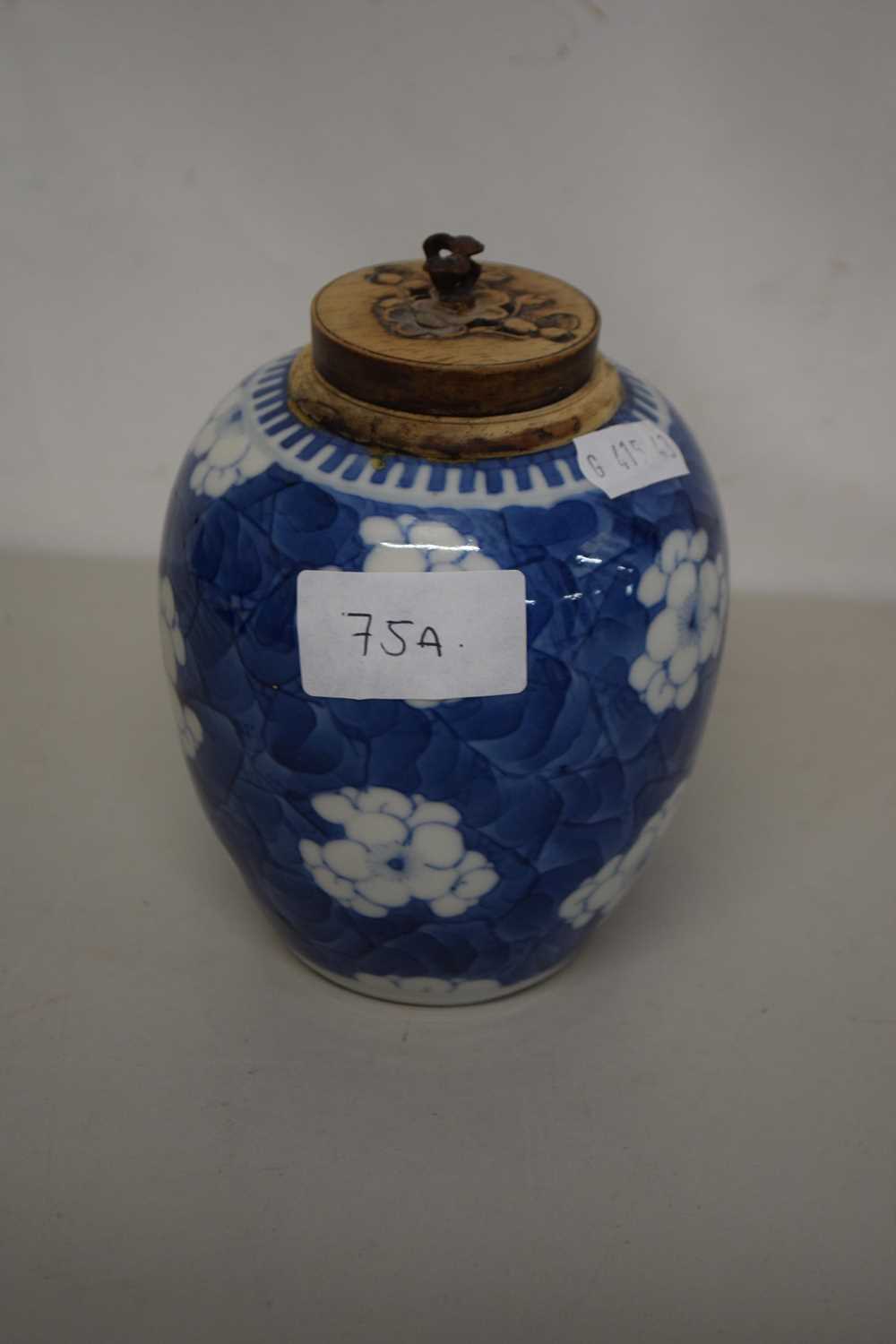 Lot 75 - Small Chinese prunus pattern ginger jar with...