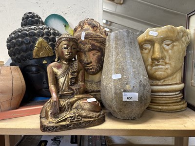 Lot 651 - Mixed Lot: Buddha, ceramic busts, vases etc