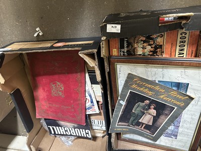 Lot 674 - Two boxes of assorted ephemera, Coronation...