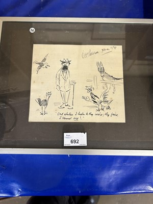 Lot 692 - Cartoon sketch, framed and glazed