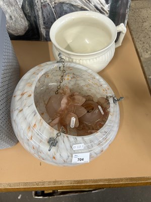 Lot 704 - Glass ceiling shade and a chamber pot