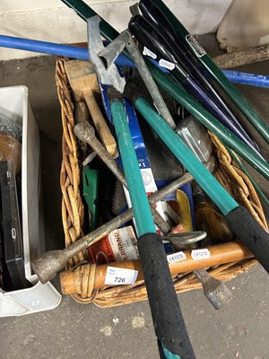 Lot 726 - Basket and assorted garden tools