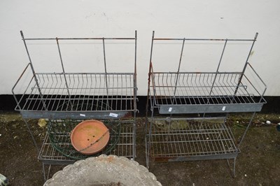 Lot 400 - A pair of metal mesh racks together with...