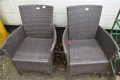 Lot 402 - A pair of modern polymer mesh work garden seats