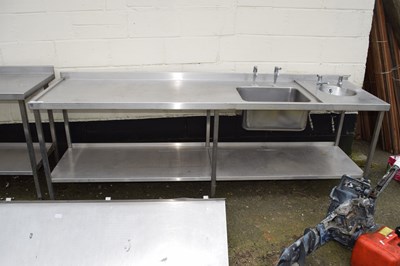 Lot 406 - A steel kitchen preparation table with sink...